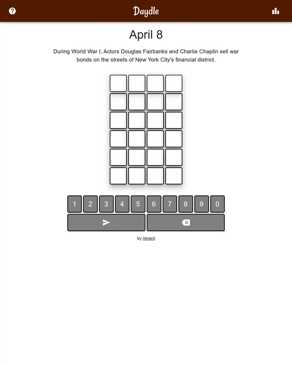 Screenshot of Daydle, a daily trivia game