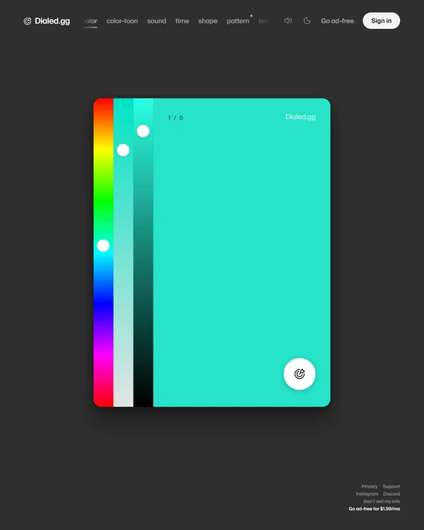 Screenshot of Dialed.gg, a daily visual game