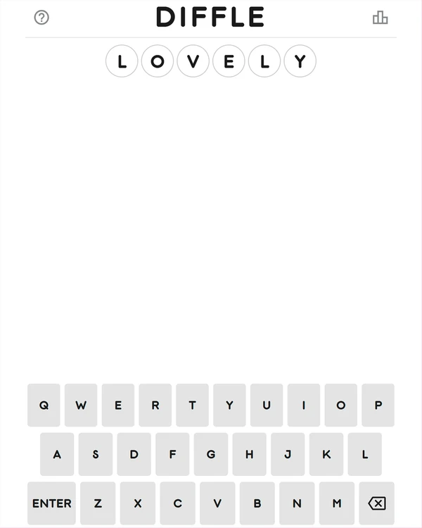 Screenshot of Diffle, a daily word game