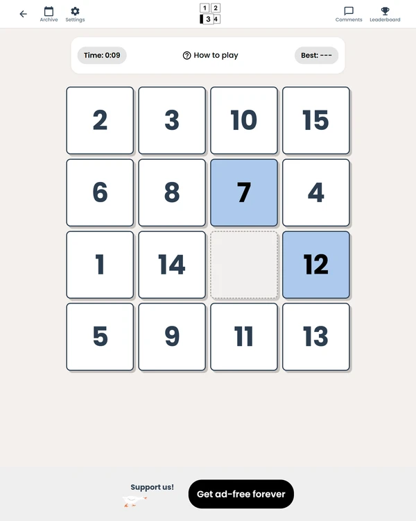 Screenshot of Digit Shift, a daily logic game