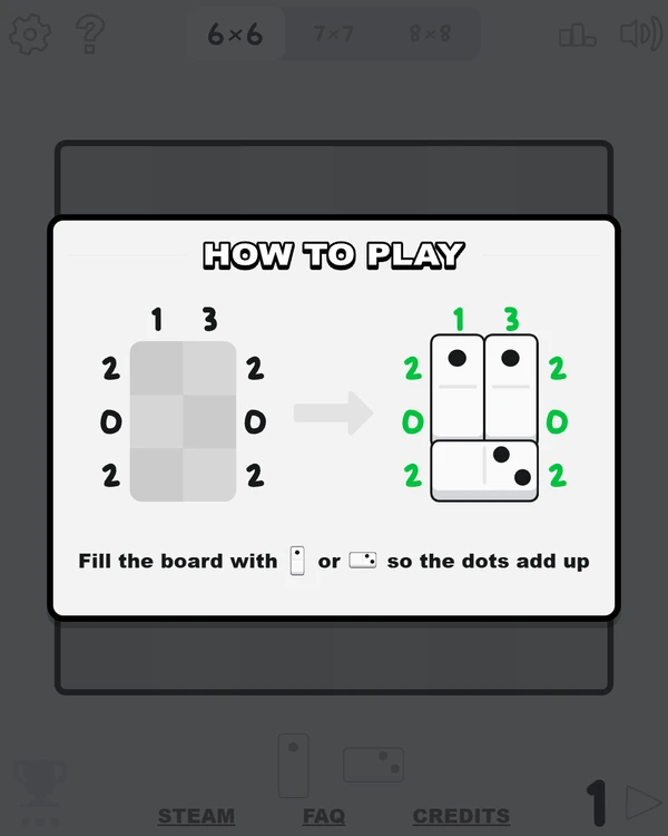 Screenshot of Domino Fit, a daily logic game