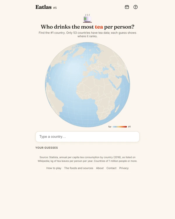 Screenshot of Eatlas, a daily geography game