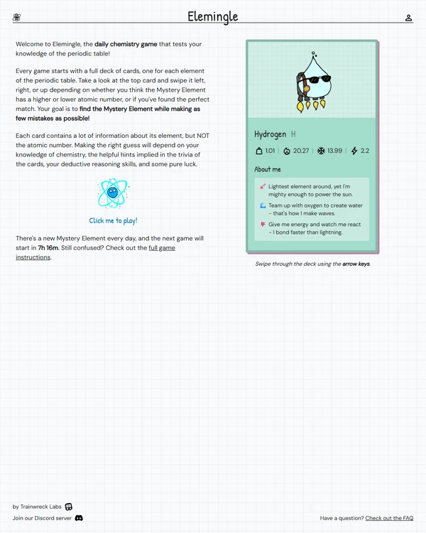 Screenshot of Elemingle, a daily logic game