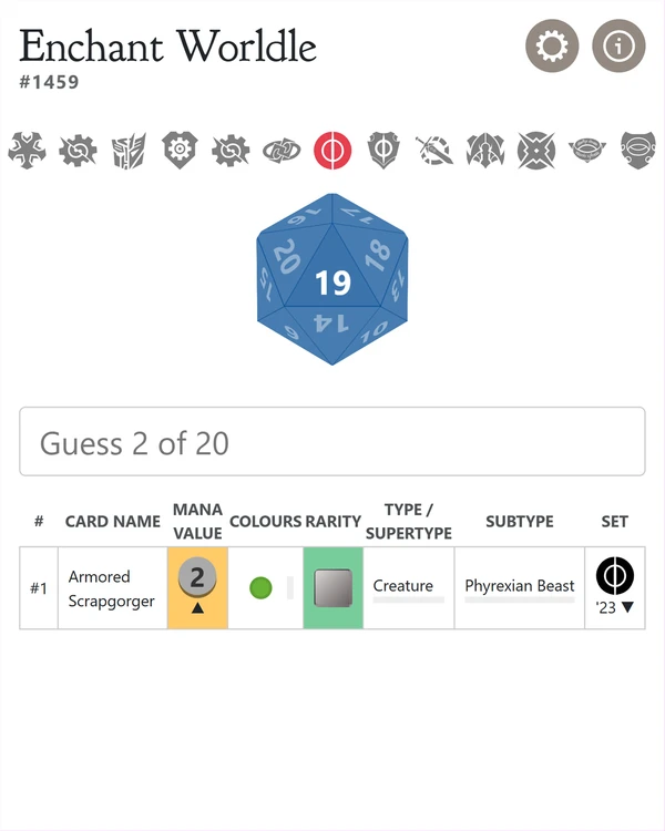 Screenshot of Enchant Worldle, a daily fandom game