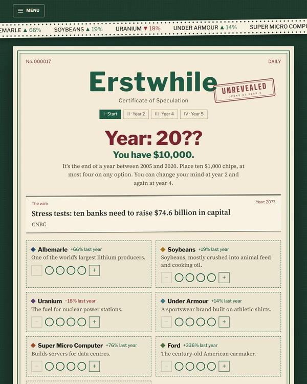Screenshot of Erstwhile, a daily estimation game