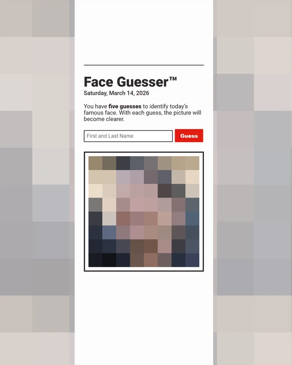 Screenshot of Face Guesser, a daily trivia game