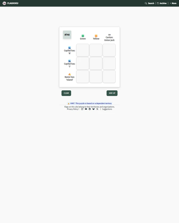 Screenshot of Flagdoku, a daily geography game