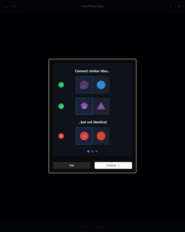 Screenshot of FlashPopTiles, a daily visual game