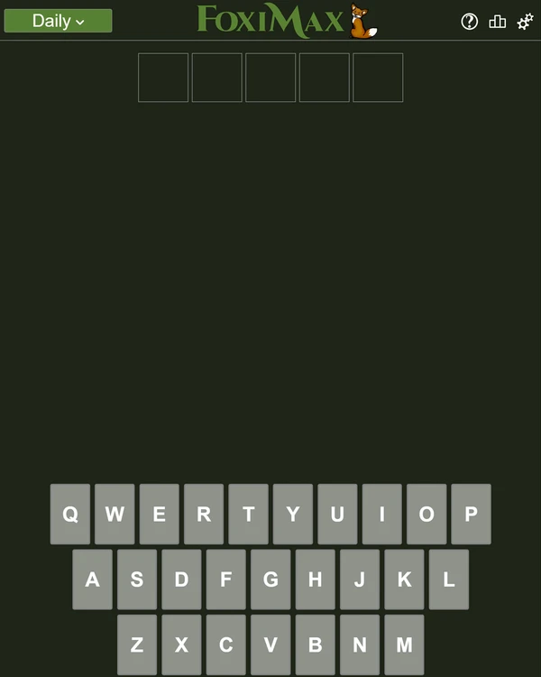 Screenshot of FoxiMax, a daily word game