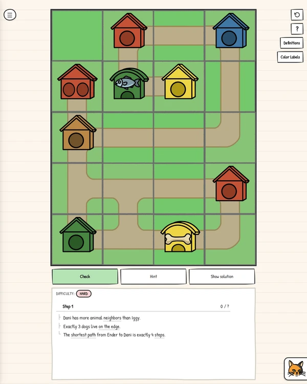 Screenshot of Frog Noggin Neighbors, a daily logic game