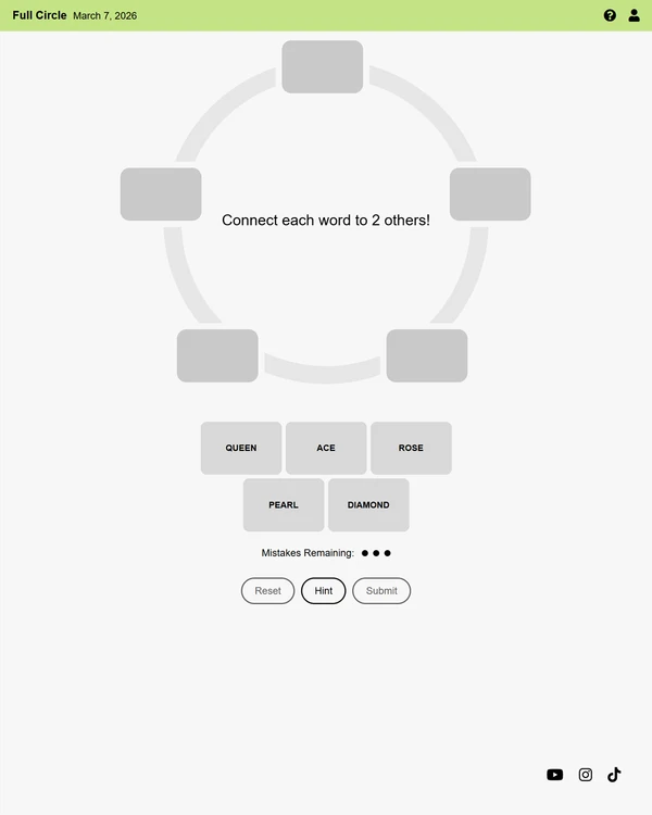 Screenshot of Full Circle Friday, a word game