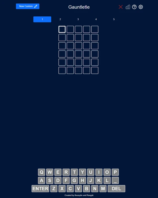 Screenshot of Gauntletle, a word game