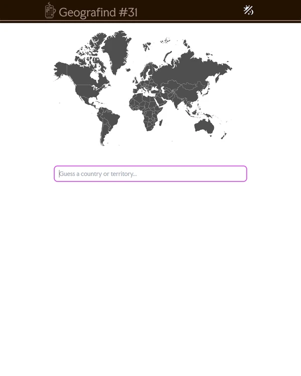 Screenshot of Geografind, a daily geography game