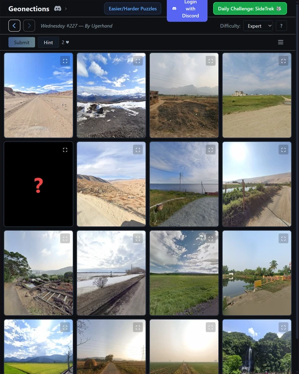 Screenshot of Geonections, a daily geography game