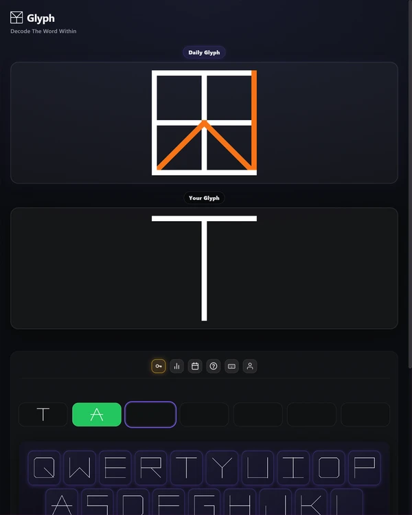 Screenshot of Glyph, a daily word game