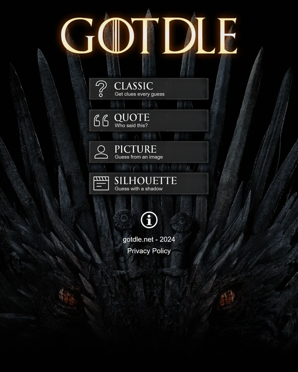 Screenshot of Gotdle, a daily fandom game