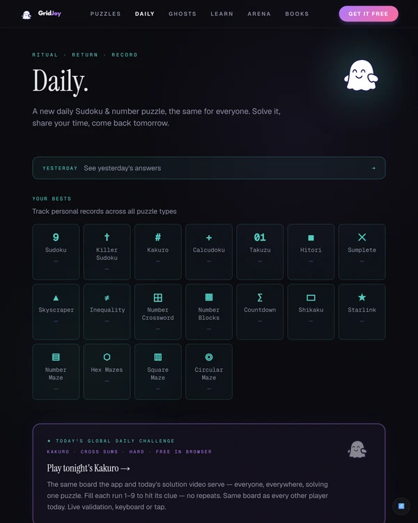 Screenshot of GridJoy, a daily logic game