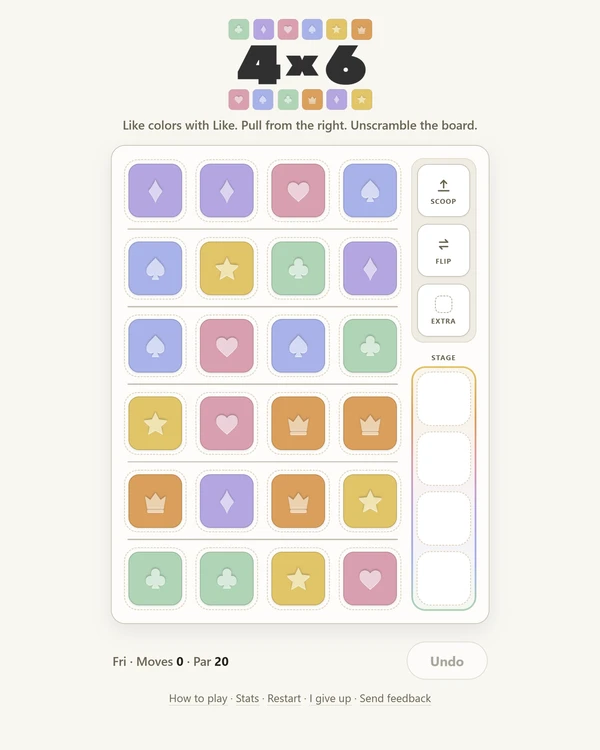 Screenshot of 4×6, a daily logic game