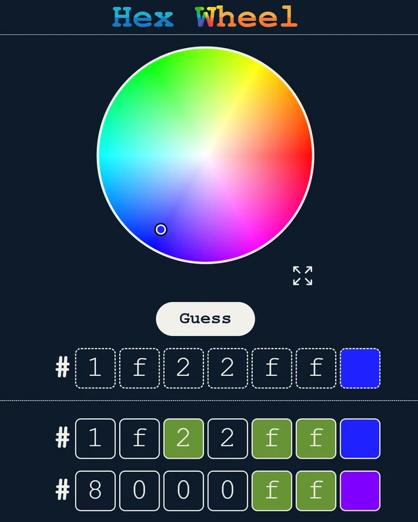 Screenshot of Hex Wheel, a daily visual game