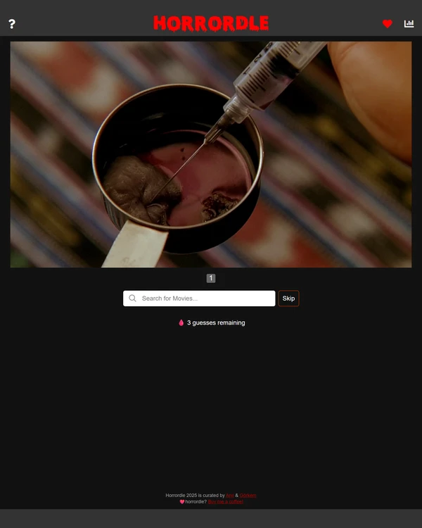 Screenshot of Horrordle, a daily pop culture game