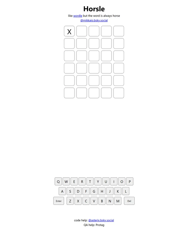 Screenshot of Horsle, a daily word game