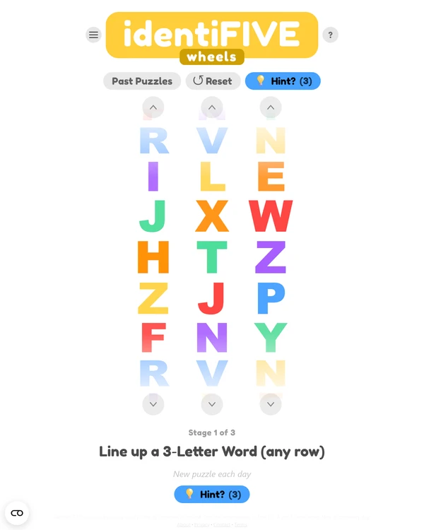 Screenshot of identiFIVE, a daily word game