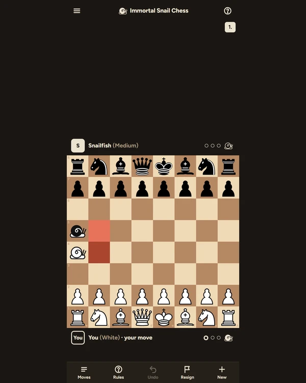 Screenshot of Immortal Snail Chess, a logic game