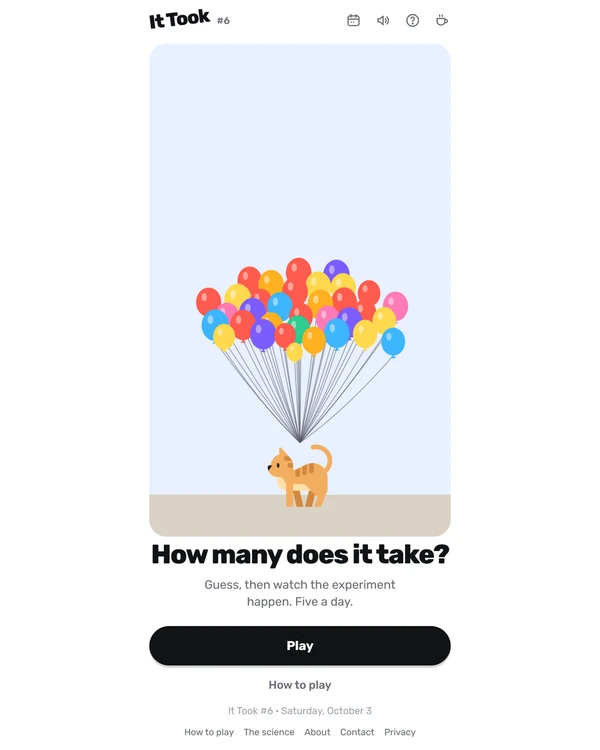 Screenshot of It Took, a daily estimation game