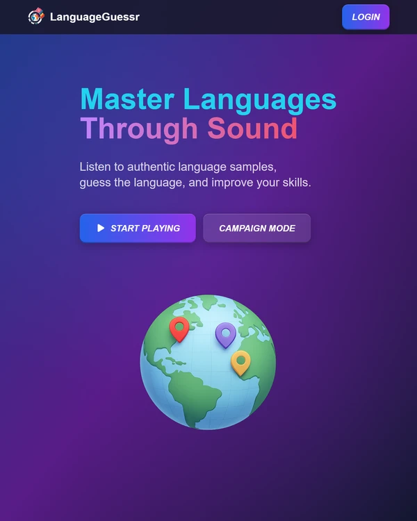 Screenshot of LanguageGuessr, a daily geography game