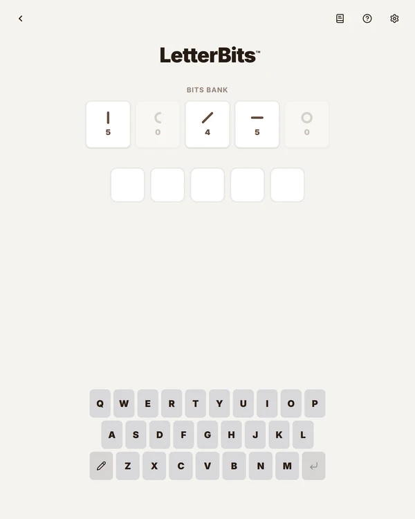Screenshot of LetterBits, a daily word game