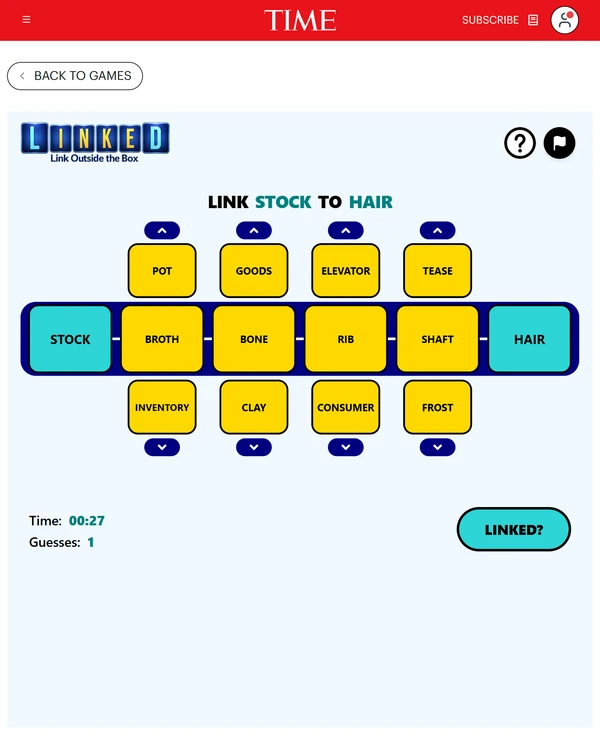 Screenshot of Linked, a word game