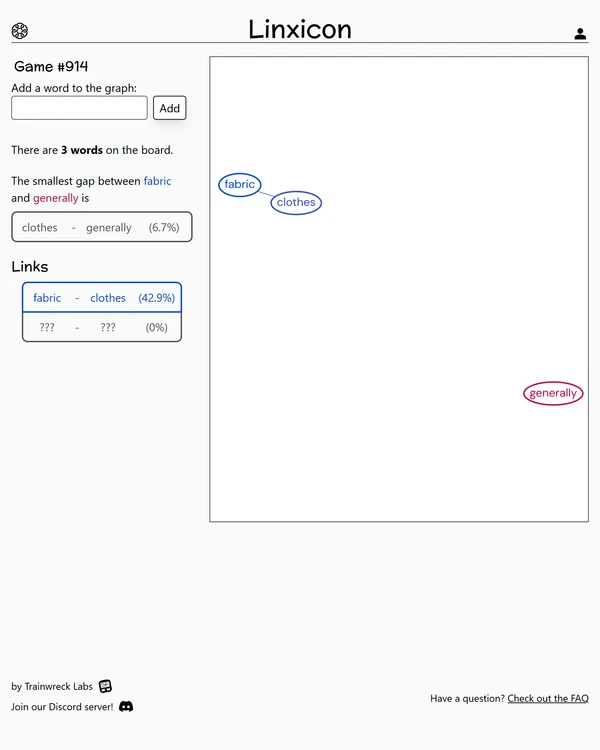 Screenshot of Linxicon, a daily word game