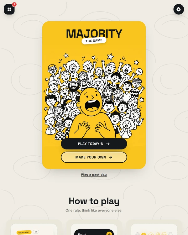 Screenshot of Majority, a daily trivia game