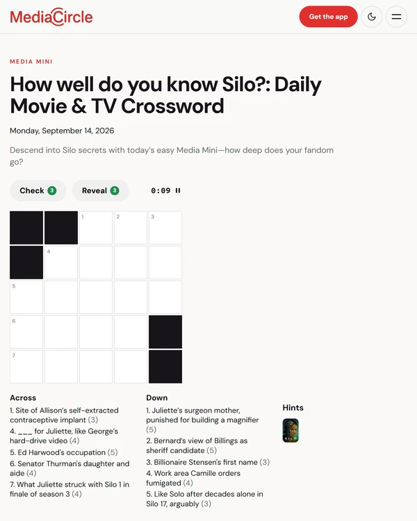 Screenshot of MediaMini, a daily word game