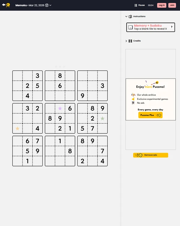Memoku screenshot