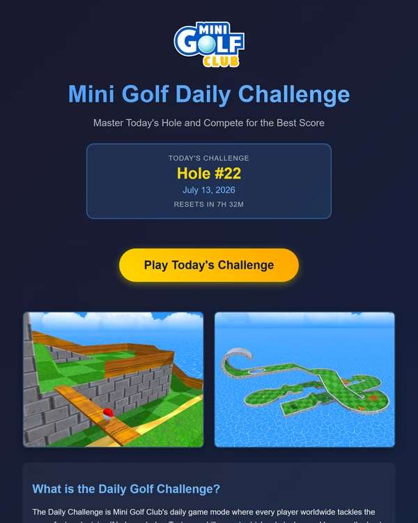 Screenshot of Mini Golf Club, a daily arcade-style game