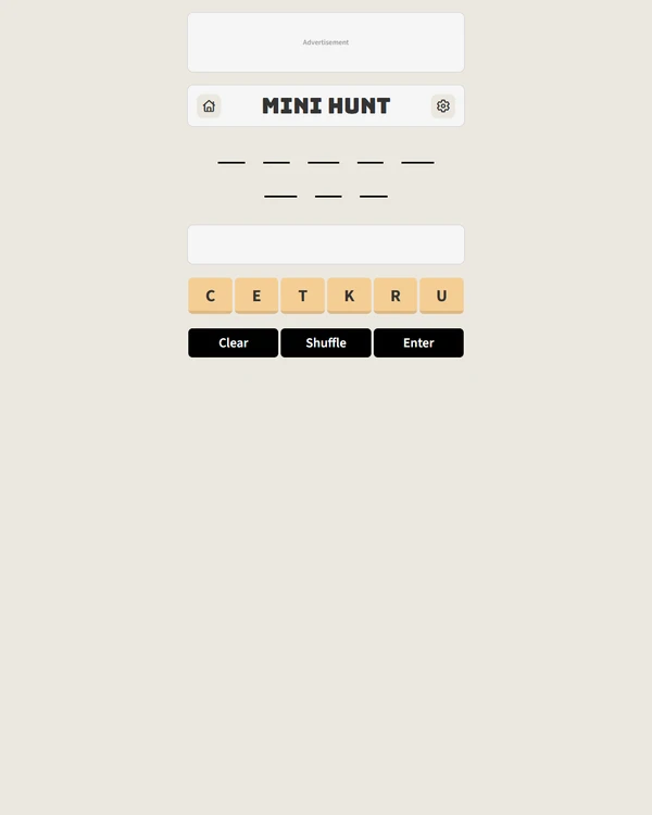 Screenshot of Mini Hunt, a daily word game