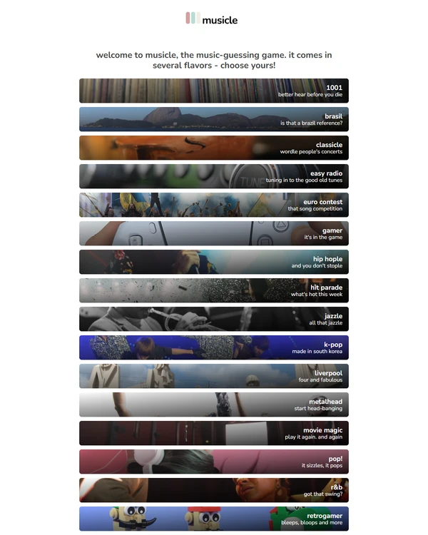 Screenshot of Musicle by Adriano Brandão, a daily music game