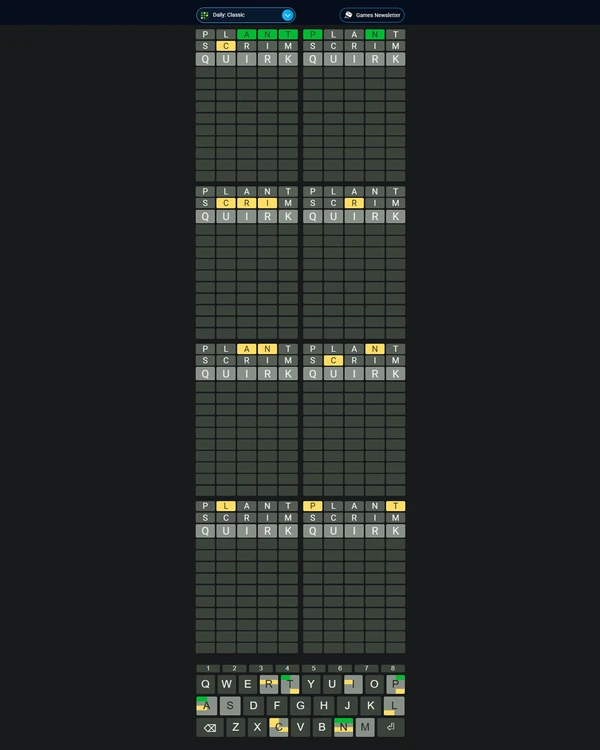 Screenshot of Octordle, a daily word game