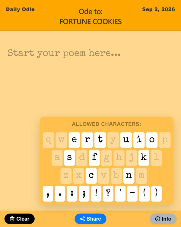 Screenshot of Odle, a daily word game
