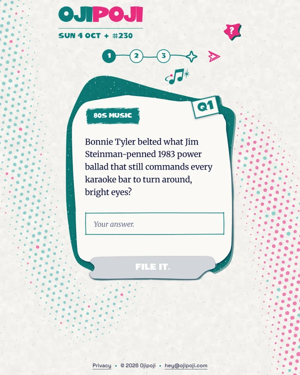 Screenshot of Ojipoji, a daily trivia game