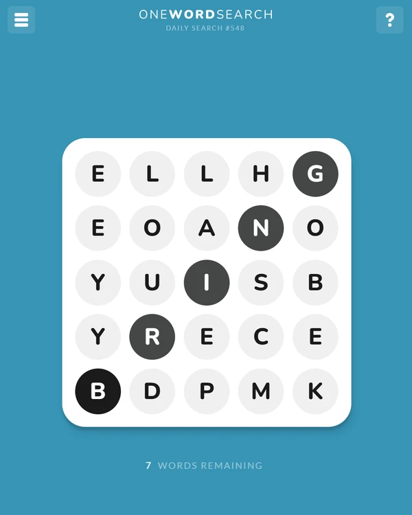 Screenshot of One Word Search, a daily word game