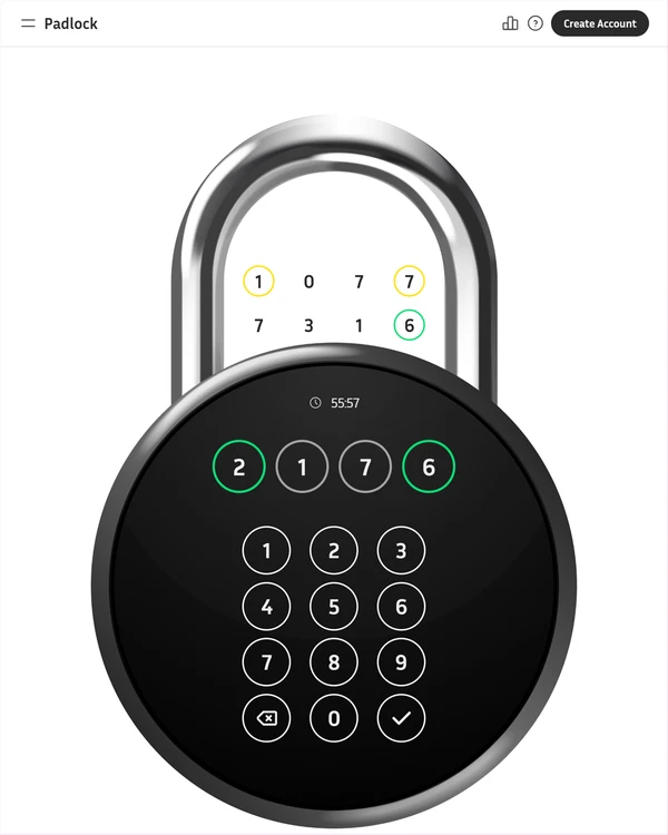 Screenshot of Padlock, a daily logic game