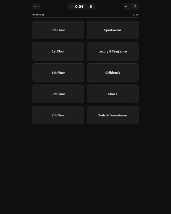 Screenshot of Pair Pressure, a daily trivia game