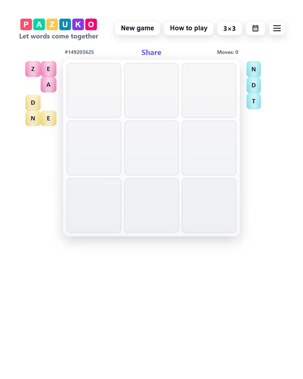 Screenshot of Pazuko, a word game