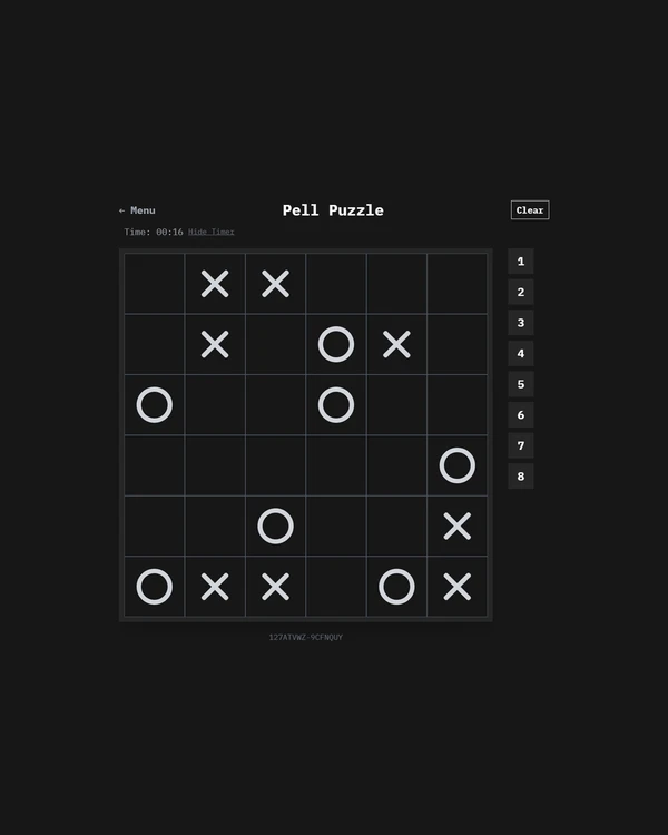 Screenshot of Pell Puzzles, a daily logic game