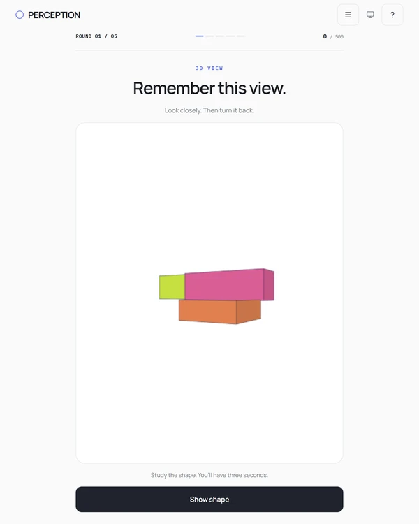 Screenshot of Perception, a daily estimation game