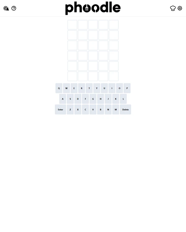 Screenshot of Phoodle, a daily word game