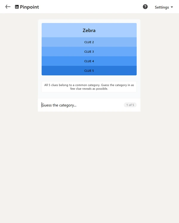 Screenshot of Pinpoint, a daily trivia game