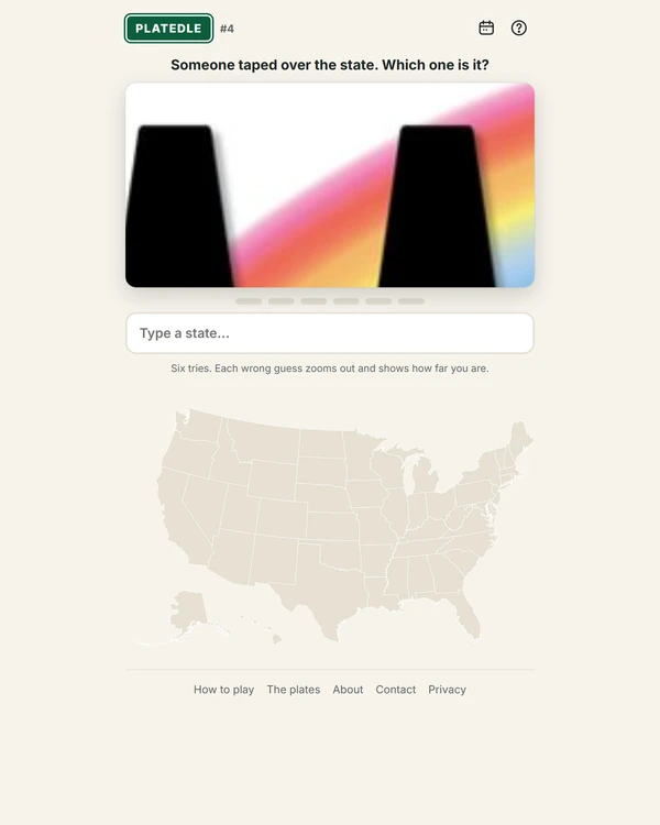 Screenshot of Platedle, a daily geography game